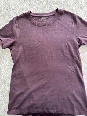 Quince 100% Organic Cotton Slub Crewneck Tee Dried Fig Purple Size S